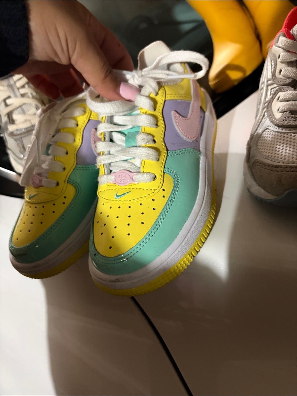 WORN ONCE Nike Kids' Pastel Colorblock Sneakers - Yellow/Green/Pink/Purple